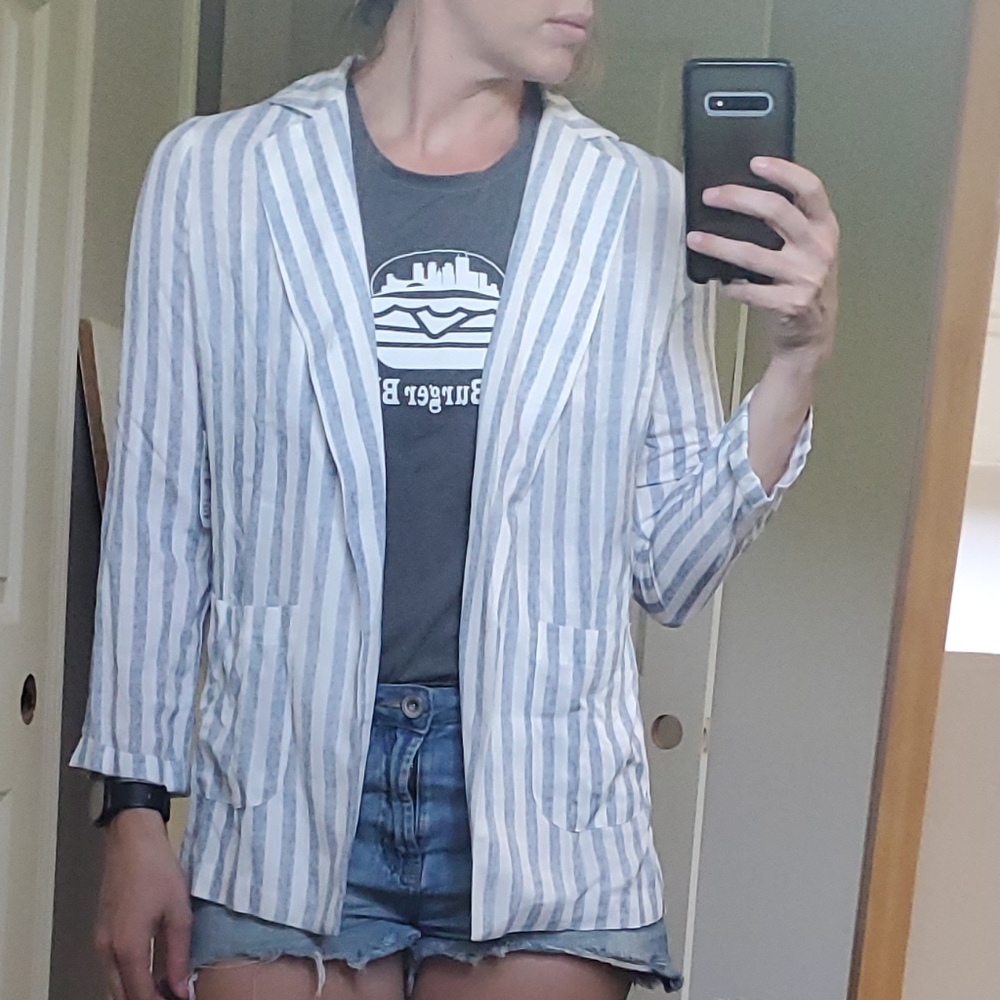 ELODIE SEERSUCKER OPEN BLAZER - Picture 4 of 7